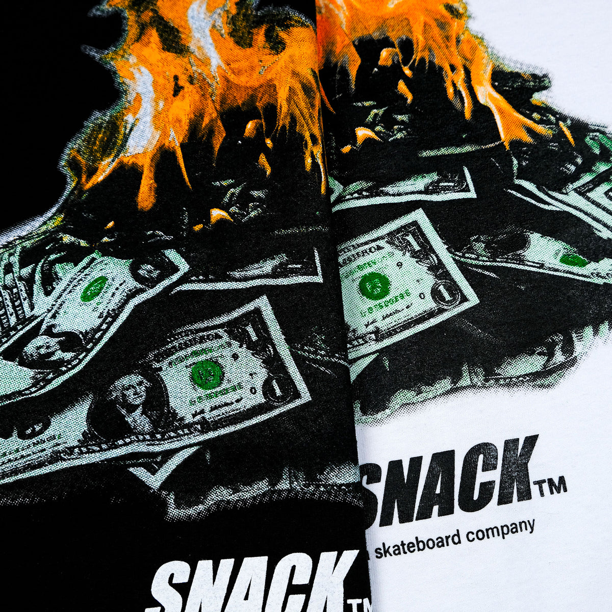 ★Snack Skateboards★Snack Burning Money T-Shirt関税込★ BURNING MONEY TEE - WHITE – Snack Skateboards