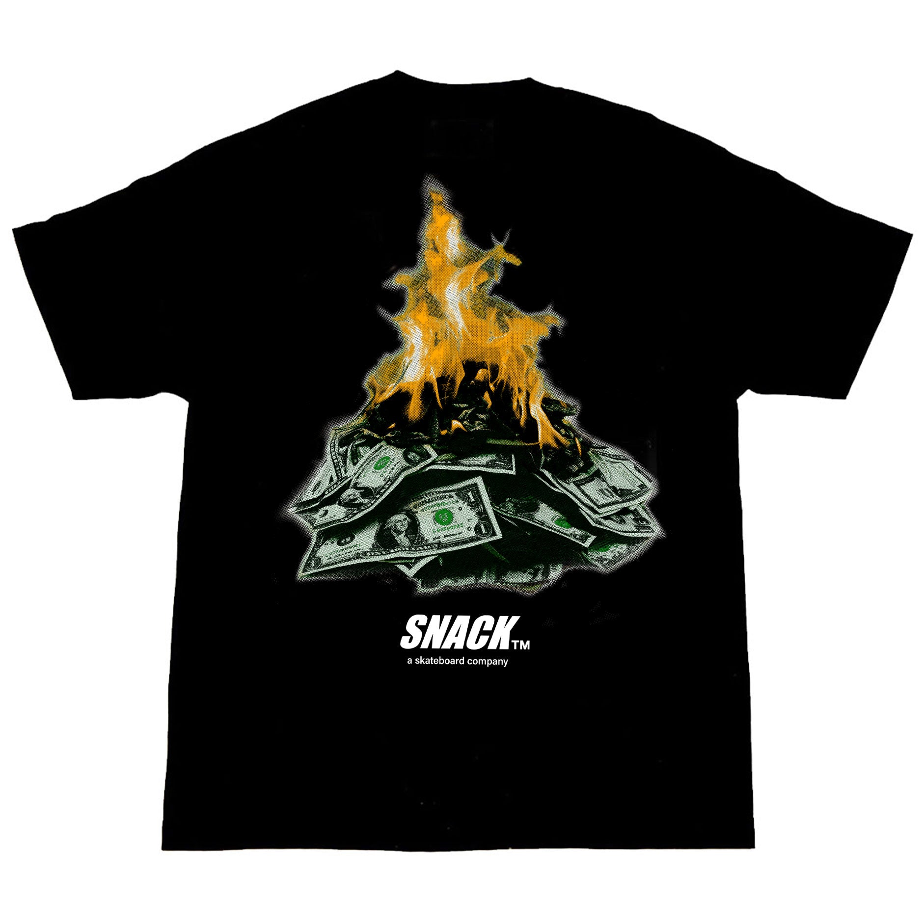 ★Snack Skateboards★Snack Burning Money T-Shirt関税込★ snack-burning-money-tee-black-